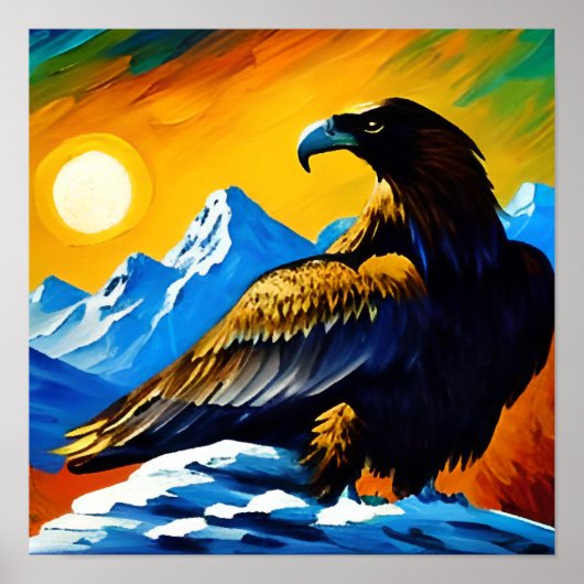 Poster Halcón en la montaña (Devant)