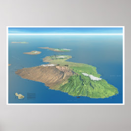 Poster Haleakala en Maui-kaart