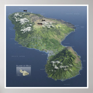 Poster Haleakala-kaart