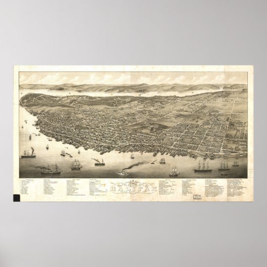 Poster Halifax Nouvelle-Écosse 1879 Carte panoramique ant (Devant)