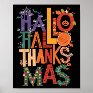 Poster Hallothanksmas Drôle Halloween Thanksgiving Christ