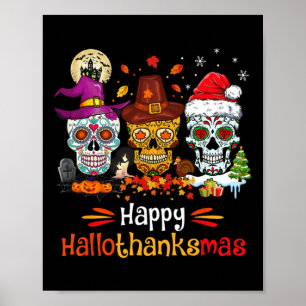 Poster Hallothanksmas du crâne de sucre Halloween Thanksg