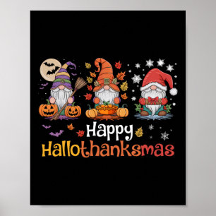 Poster Hallothanksmas Gnomes Halloween Thanksgiving Chris