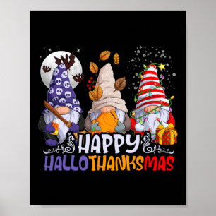 Poster Hallothanksmas Gnomes Halloween Thanksgiving Chris