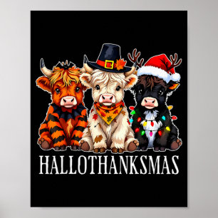 Poster Hallothanksmas Halloween Action de grâce Noël Salu
