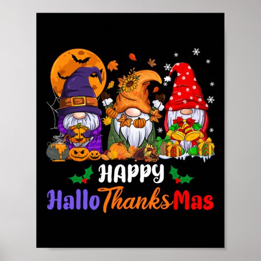Poster Hallothanksmas Halloween Thanksgiving Gn de Noël (Devant)