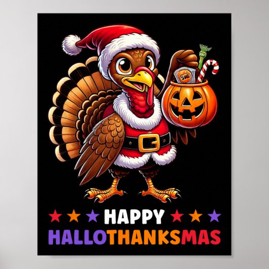 Poster Hallothanksmas Halloween Thanksgiving Noël F (Devant)