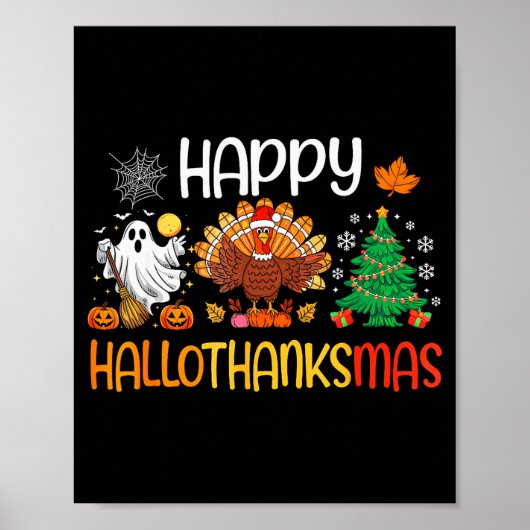 Poster Hallothanksmas Shirt Funny Halloween Thanksgiving (Devant)