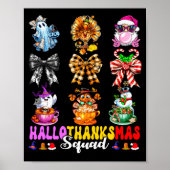Poster Hallothanksmas Squad Funny Halloween Thanksgiving (Devant)