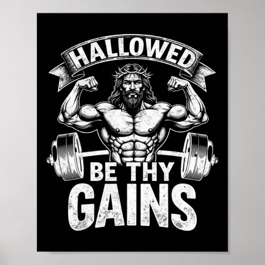 Poster Hallow Be Thains Christian Workout Gym Jesus (Devant)
