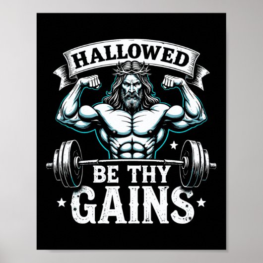 Poster Hallow Be Thains Christian Workout Gym Jesus (Devant)