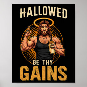 Poster Hallow Be Thains Christian Workout Gym Jesus