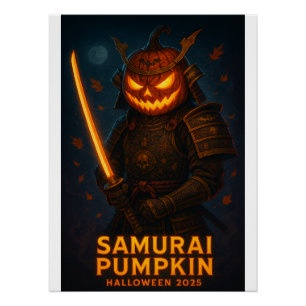 Poster Halloween 2025, Citrouille de Samurai