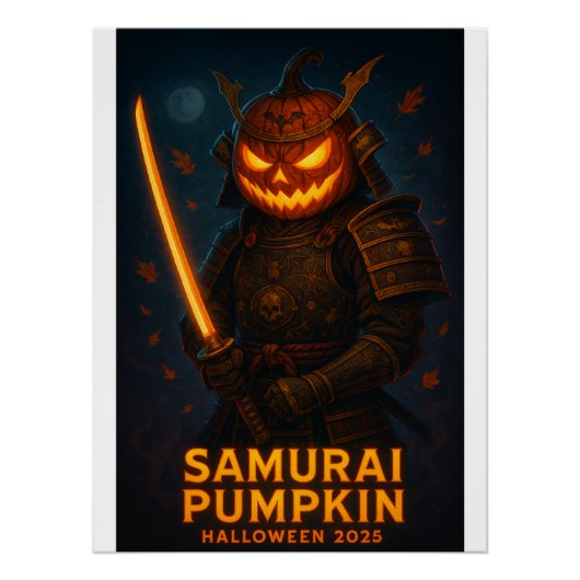 Poster Halloween 2025, Citrouille de Samurai (Devant)
