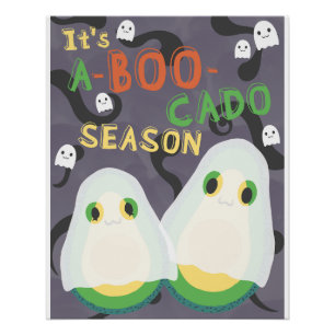 Poster Halloween A-BOO-Cado Éffrayant Cute Avocado Ghosts