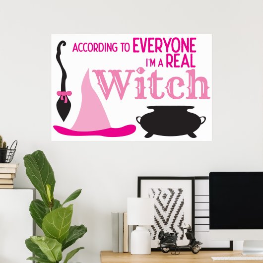 Poster Halloween à la sorcière rose (Bureau à domicile)