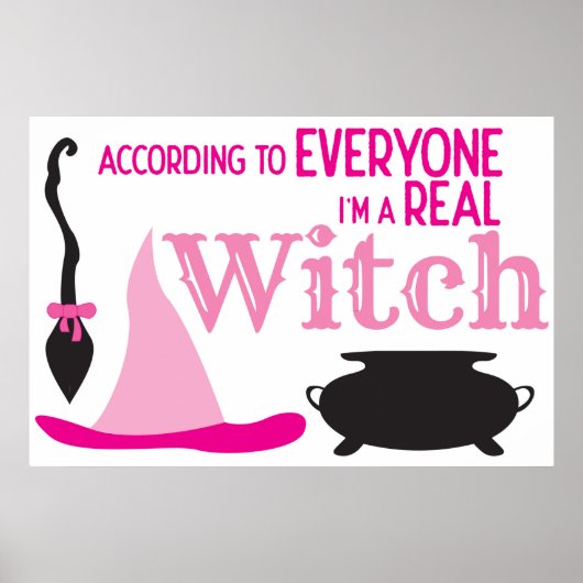 Poster Halloween à la sorcière rose (Devant)