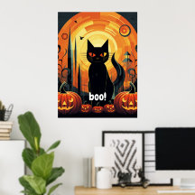 Halloween Abstrait Chat noir et design Citrouille