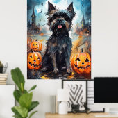 Poster Halloween Affenpinscher avec la peur Citrouille (Bureau à domicile)