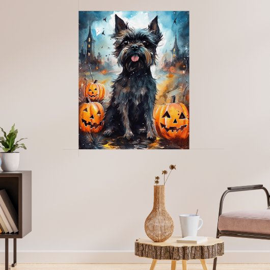 Poster Halloween Affenpinscher avec la peur Citrouille (Salon 3)