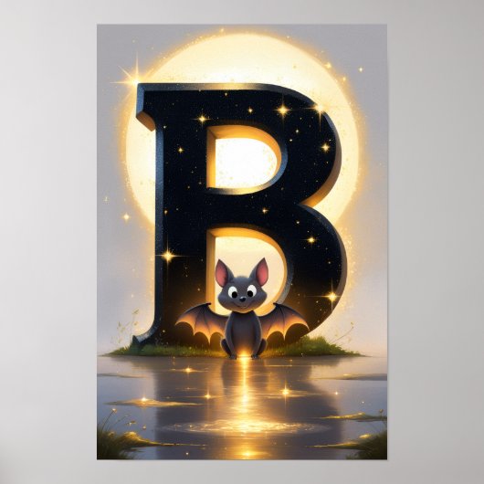 Poster Halloween Alphabet Kids ABC Letter B (Devant)