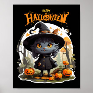 Poster Halloween Amoureux de les chats Drôle Éffrayant Ha
