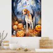 Poster Halloween Anglais Foxhound Avec Citrouille (Cuisine)