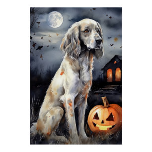 Poster Halloween Anglais Setter Avec Scentation Citrouill