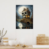 Poster Halloween Art Skull House (Cuisine)