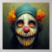 Poster Halloween Art. Triste et Clown effrayant. IA créée (Devant)