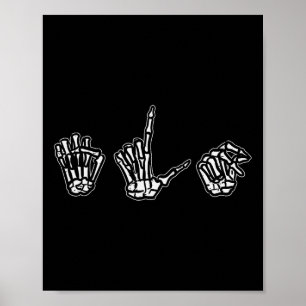 Poster Halloween ASL Skeleton langue des signes main cost