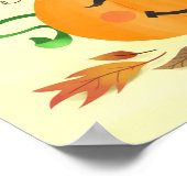 Poster Halloween Automne Floral Art Citrouille Imprimer (Coin)