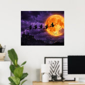 Poster Halloween avec Lune et Sorcière (Bureau à domicile)