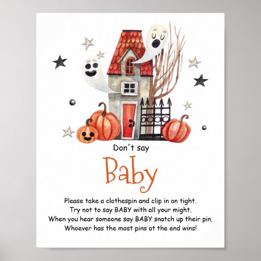 Poster Halloween Baby Shower Don't Say Baby Sign (Devant)