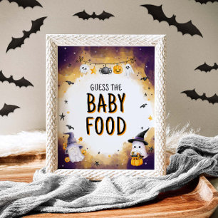 Poster Halloween Baby shower Jeu Devinez La Nourriture Bé