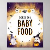 Poster Halloween Baby shower Jeu Devinez La Nourriture Bé (Devant)