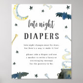 Poster Halloween Baby Shower Late Night Diapers Sign (Devant)