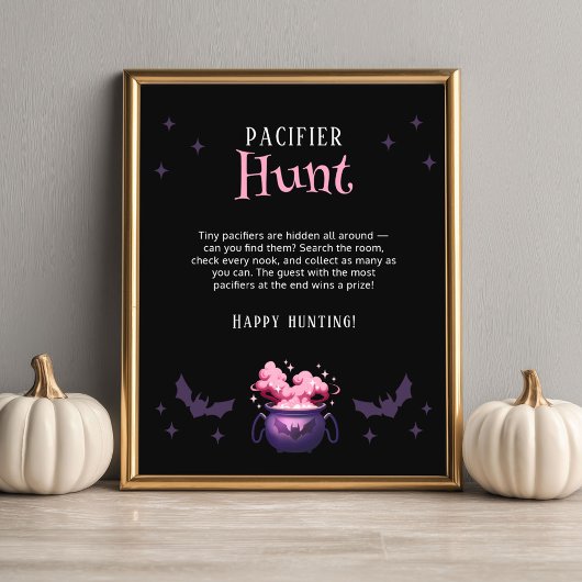 Poster Halloween Baby Shower Pacifier Hunt Game