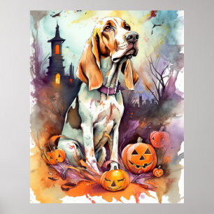 Poster Halloween Basset Hound Avec Crainte Citrouille