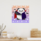 Poster Halloween Bébé Panda Dracula Vampire Mignon (Cuisine)