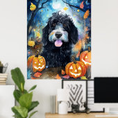 Poster Halloween Bernedoodle Avec La Peur Citrouille (Bureau à domicile)