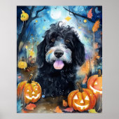 Poster Halloween Bernedoodle Avec La Peur Citrouille (Devant)