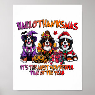 Poster Halloween Bernese Mountain Thanksgiving Noël