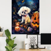 Poster Halloween Bichon Frise Avec La Peur Citrouille (Bureau à domicile)