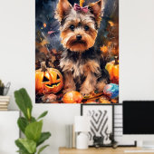 Poster Halloween Biewer Terrier Avec La Peur Citrouille (Bureau à domicile)