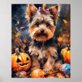 Poster Halloween Biewer Terrier Avec La Peur Citrouille (Devant)