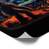 Poster Halloween Bigfoot Starry Night Van Gogh Sasquatch  (Coin)