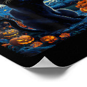 Poster Halloween Black Cat Comma La Starry Night Art Kama (Coin)