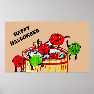 POSTER HALLOWEEN BOBBING POUR APPLES PARTY