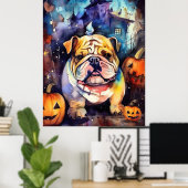 Poster Halloween Bulldog avec la peur Citrouille (Bureau à domicile)